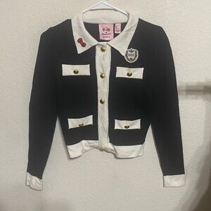 Forever 21 Black and White Cardigan with Gold Accents